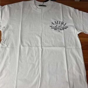 AMIRI White Short Sleeve Tee with Black Print